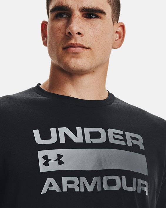 เสื้อแขนสั้น UA Team Issue Wordmark สำหรับผู้ชาย in Black image number 3